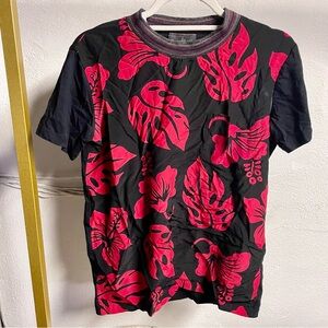 Prada Black and Red Tropical Print Shirt
